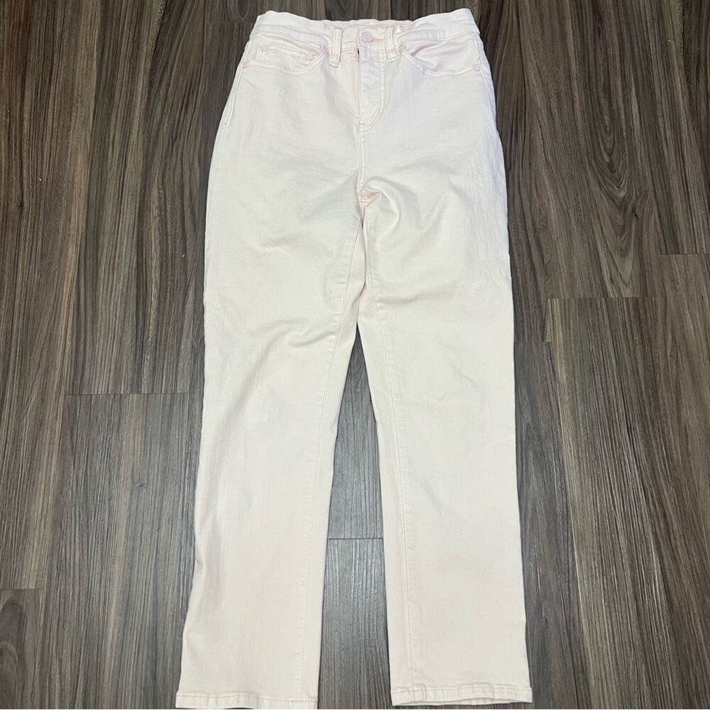 TORY BURCH women sz 26 high rise cropped blush pink Denim skinny Jeans